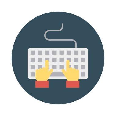 Eller klavye düz stil ikonu vektör çizim yazarak  