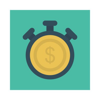 Doları para kronometre düz simgesi, vektör çizim, ödeme kavramı ile 