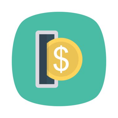 Doları para düz stil ikonu, vektör çizim 