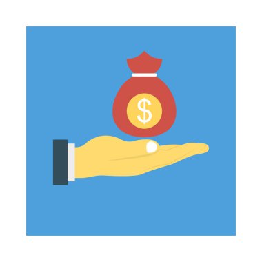 Doları çanta düz stil ikonu, vektör çizim 