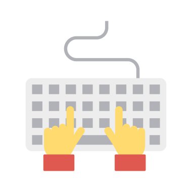 Eller klavye düz stil ikonu vektör çizim yazarak  