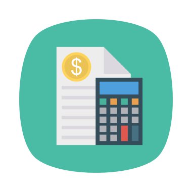 hesap makinesi ile fatura düz stil ikonu, vektör çizim, hesap kavramı 