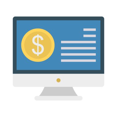 online ödeme düz stil ikonu, vektör çizim ile ekran 