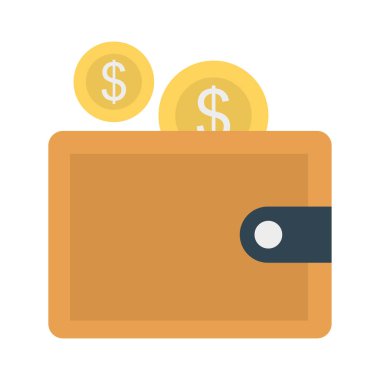 m-cüzdan para düz stil ikonu, vektör çizim ile 