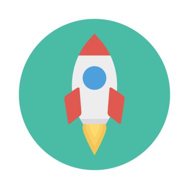 Roket düz stil ikonu, vektör çizim 