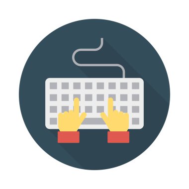 Eller klavye düz stil ikonu vektör çizim yazarak  