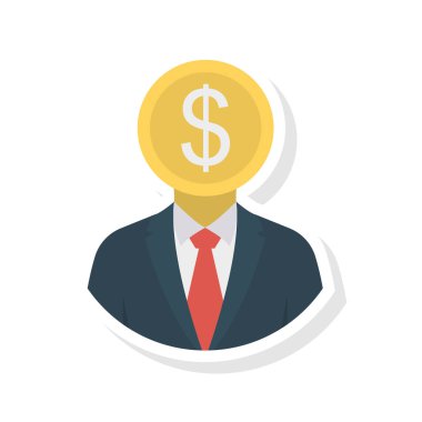 Avatar Doları para düz stil ikonu, vektör çizim ile  