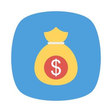 Doları çanta düz stil ikonu, vektör çizim 