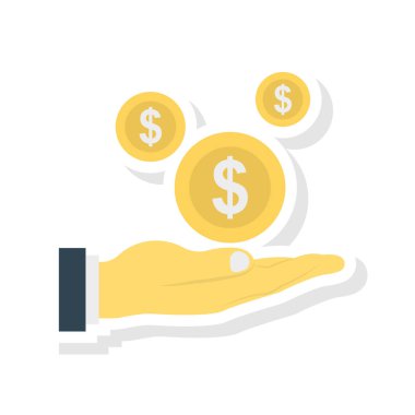 dolar paraları düz stil ikonu, vektör çizim 