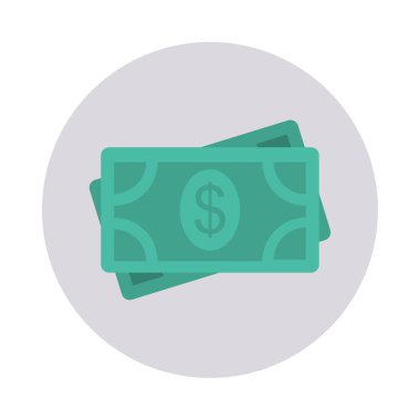 Doları para düz stil ikonu, vektör çizim 