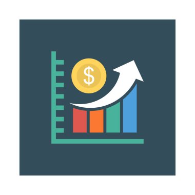 büyüme ok ve doları para düz stil ikonu, vektör çizim içeren grafik 