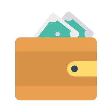 m-cüzdan para düz stil ikonu, vektör çizim ile 