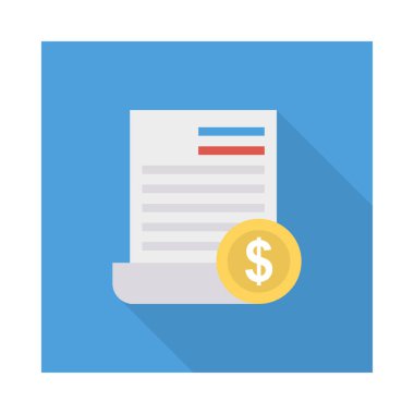 Fatura düz stil ikonu, vektör çizim, fatura kavramı  