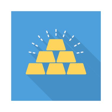 Altın külçeler düz stil ikonu, vektör çizim    