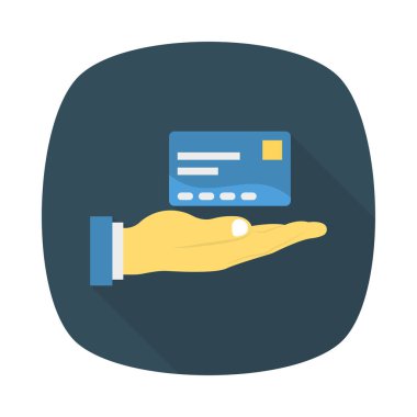 ödeme kartı düz stil simgesi, vektör çizim el 