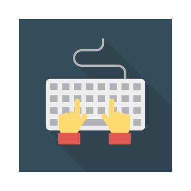 Eller klavye düz stil ikonu vektör çizim yazarak  