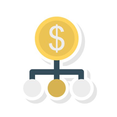 ağ bağlantısı Doları para düz stil ikonu, vektör çizim ile 