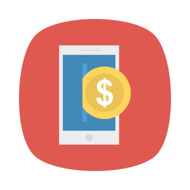 online ödeme düz stil ikonu, vektör çizim ile ekran