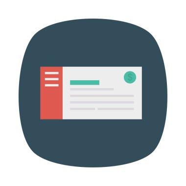 Çek defteri düz stil ikonu, vektör çizim, ödeme kavramı   