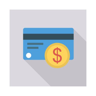 kredi kartı ile dolar para düz stil ikonu, vektör çizim 