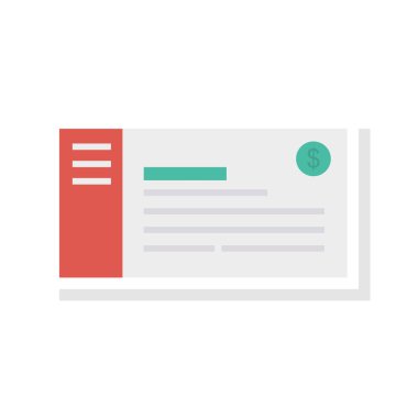 Çek defteri düz stil ikonu, vektör çizim, ödeme kavramı   