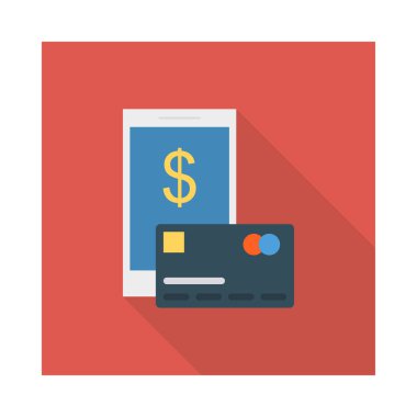online ödeme düz stil ikonu, vektör çizim ile ekran