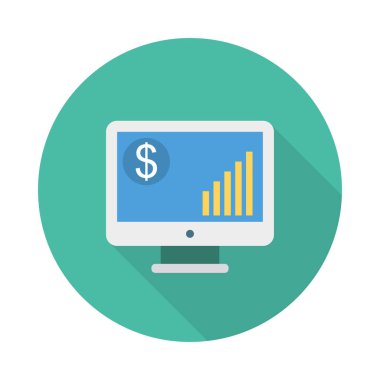 büyüme grafik ekran düz stil ikonu, vektör çizim üzerinde 