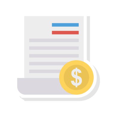 Fatura düz stil ikonu, vektör çizim, fatura kavramı  