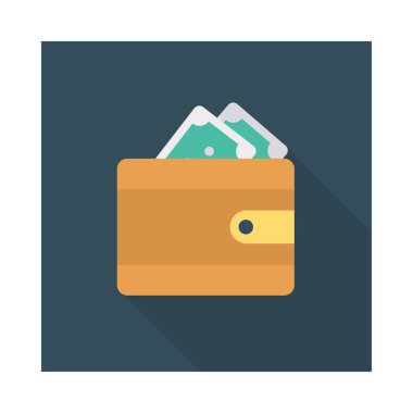 m-cüzdan para düz stil ikonu, vektör çizim ile 