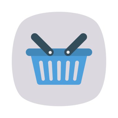 alışveriş sepeti düz stil ikonu, illüstrasyon vektör 