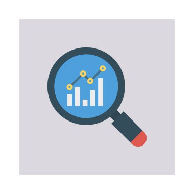 Analitik grafik düz stil simgesi, vektör çizim olan Büyüteç 
