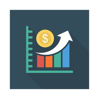 büyüme ok ve doları para düz stil ikonu, vektör çizim içeren grafik 