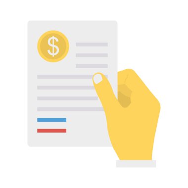 Fatura düz stil ikonu, vektör çizim, fatura kavramı  