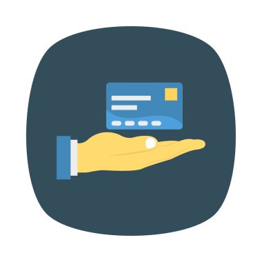 ödeme kartı düz stil simgesi, vektör çizim el 