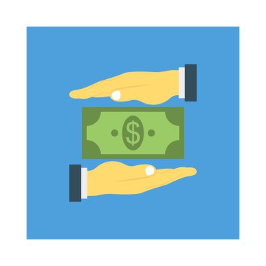 Doları düz stil simgesi, vektör çizim, koruma kavramı el   