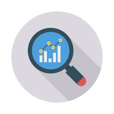 Analitik grafik düz stil simgesi, vektör çizim olan Büyüteç 