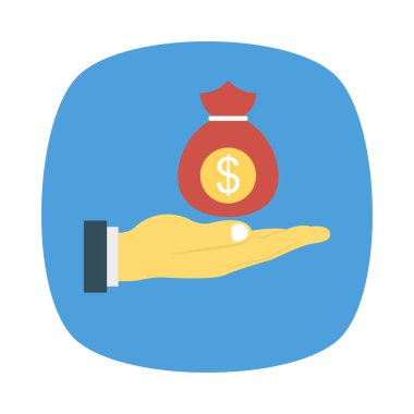 Doları çanta düz stil ikonu, vektör çizim 