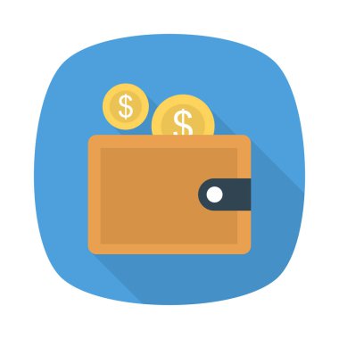 m-cüzdan para düz stil ikonu, vektör çizim ile 