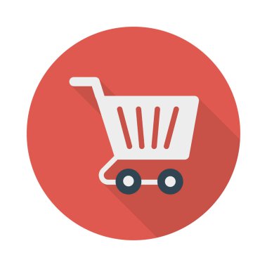 alışveriş sepeti düz stil ikonu, illüstrasyon vektör 