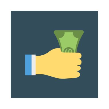 Doları düz stil simgesi, vektör çizim, nakit ödeme kavramı el 