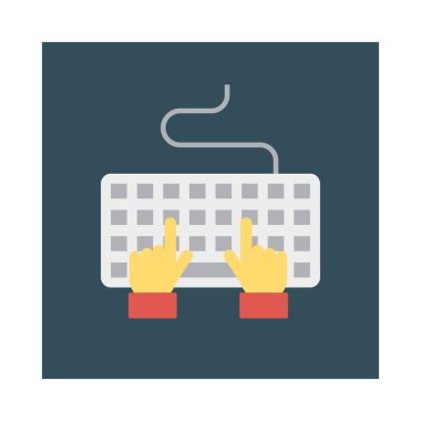 Eller klavye düz stil ikonu vektör çizim yazarak  