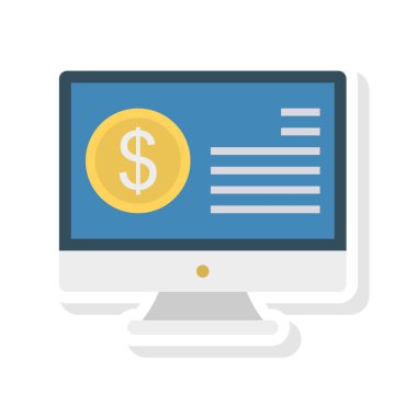 online ödeme düz stil ikonu, vektör çizim ile ekran 