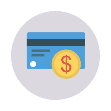 kredi kartı ile dolar para düz stil ikonu, vektör çizim 