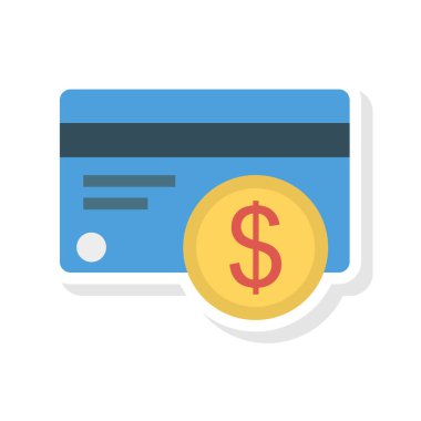 kredi kartı ile dolar para düz stil ikonu, vektör çizim 