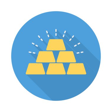 Altın külçeler düz stil ikonu, vektör çizim    