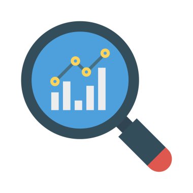 Analitik grafik düz stil simgesi, vektör çizim olan Büyüteç 