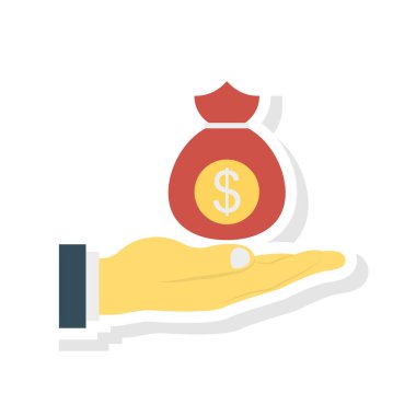 Doları çanta düz stil ikonu, vektör çizim 