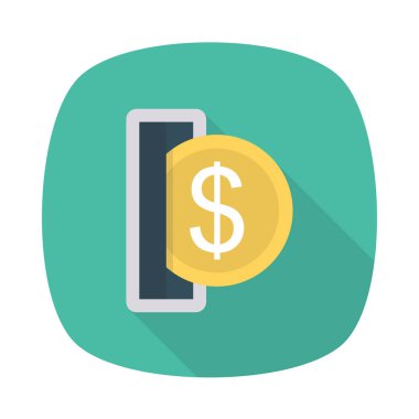 Doları para düz stil ikonu, vektör çizim 