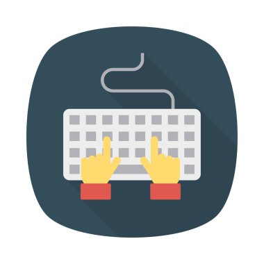 Eller klavye düz stil ikonu vektör çizim yazarak  