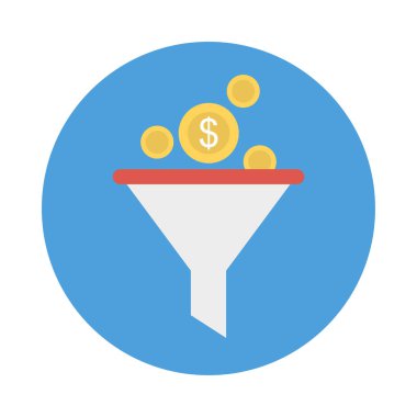 dolar paraları düz stil simgesi, vektör çizim huni 